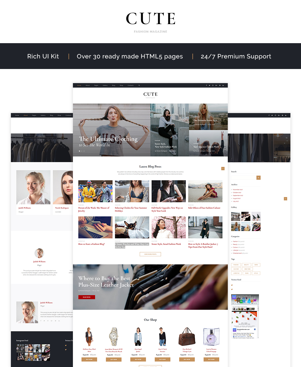 Plantilla Web "Cute - Fashion Magazine Multipage HTML5" #64838