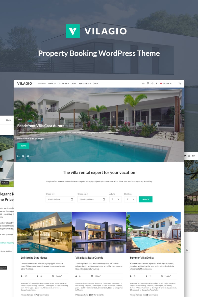 Vilagio - Property Booking WordPress Theme - screenshot