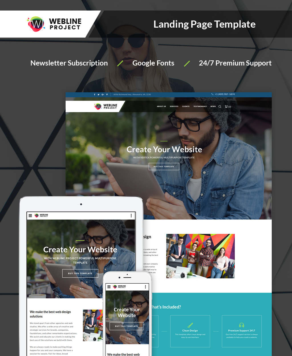 Webline Project - Corporate Landing Page Template New Screenshots BIG