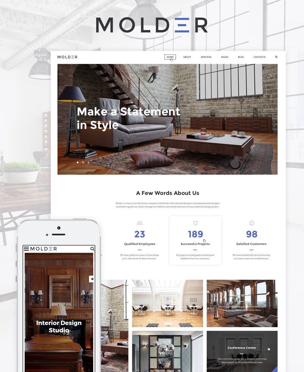 Website Vorlage namens "Molder - Interior Design" #64844