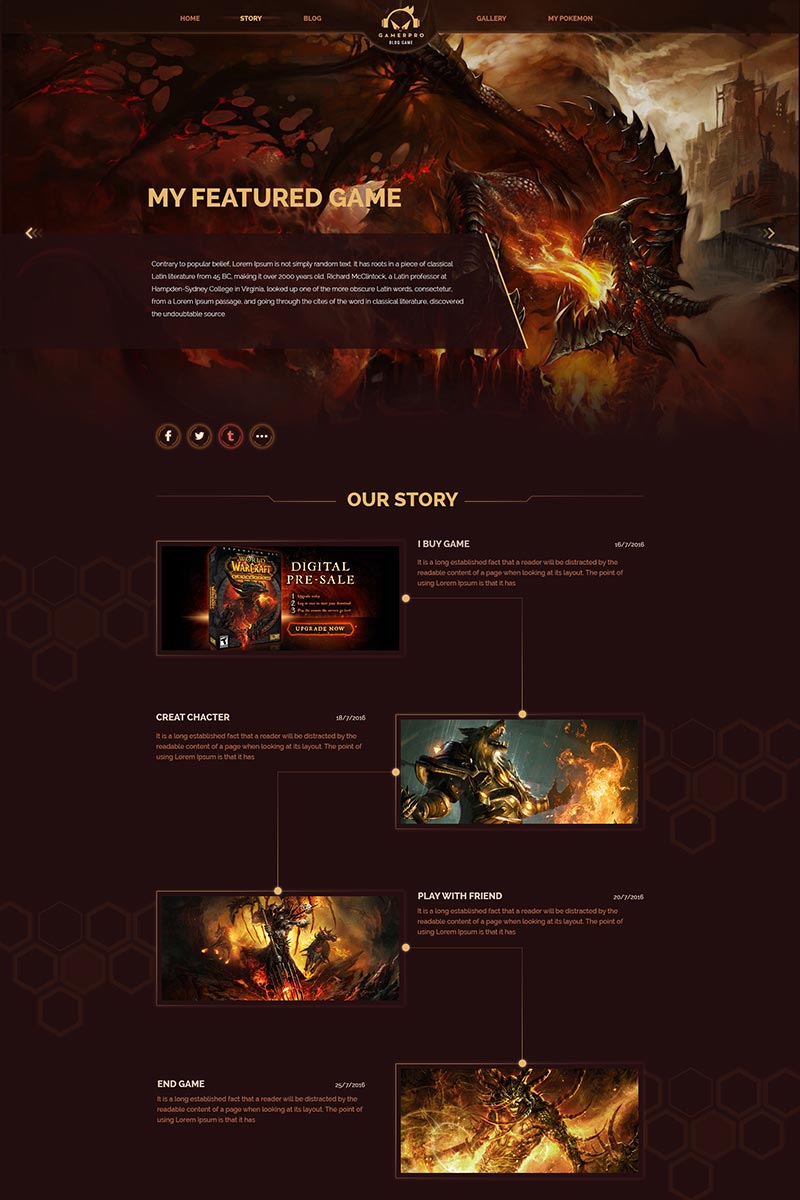 Gamepro - Fantastic Blog PSD Template for GAME SITES PSD sablon 64985