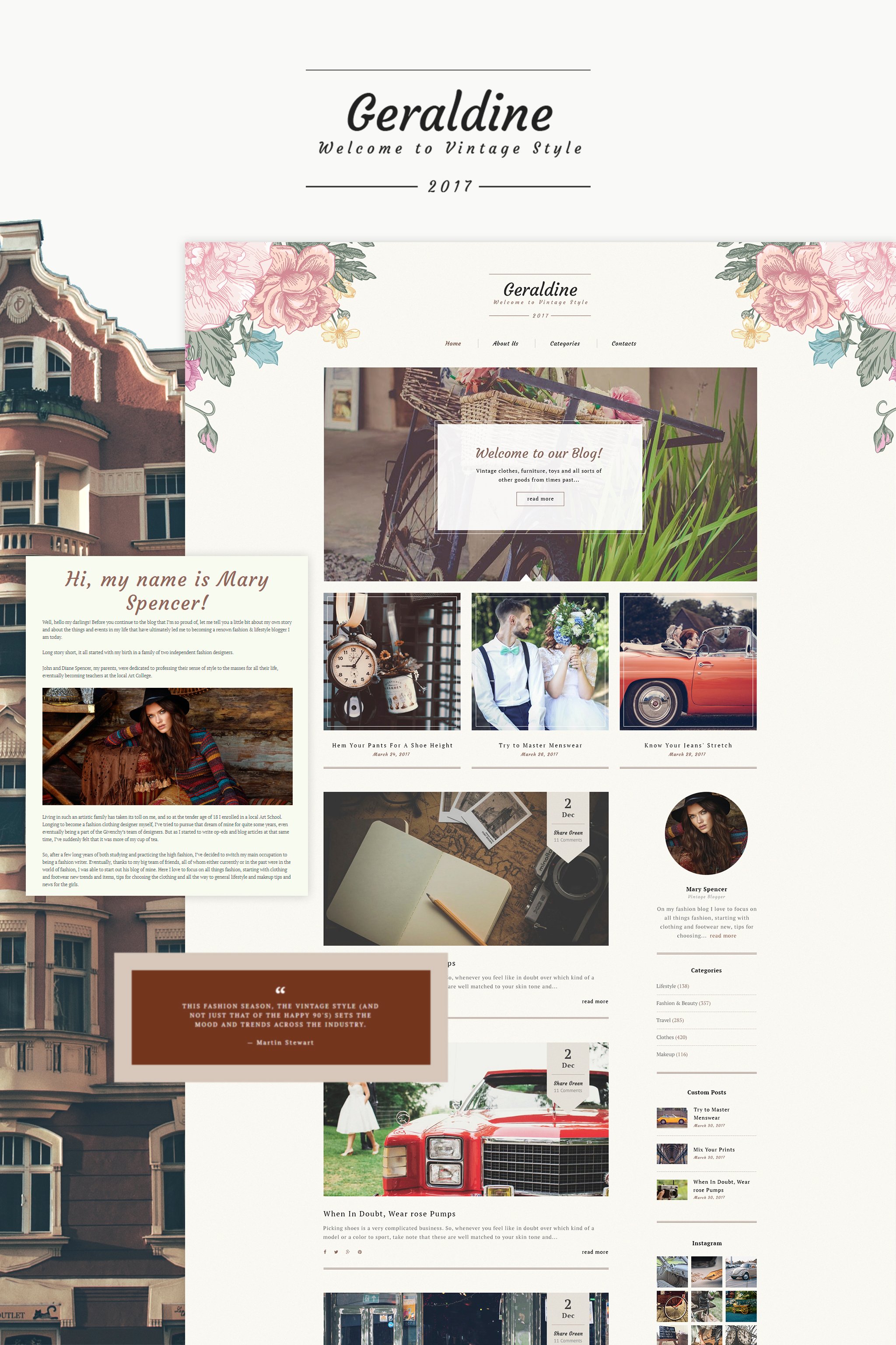 Geraldine - Vintage & Retro Blog Tema WordPress №64996