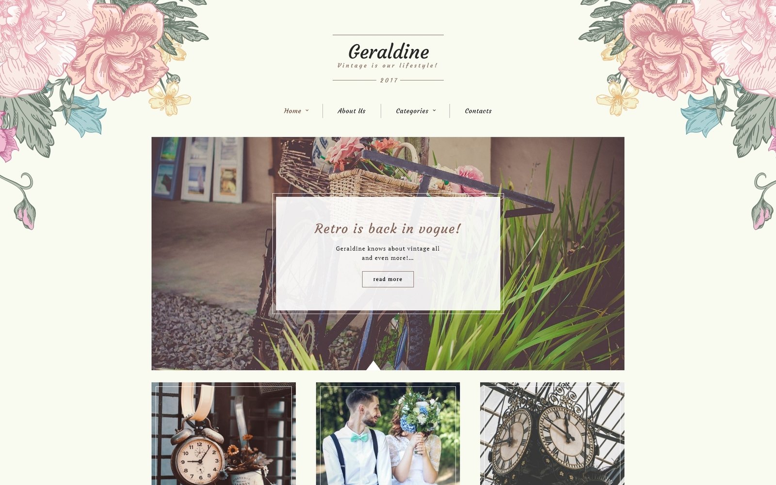 "Geraldine - Vintage & Retro Blog" - WordPress шаблон №64996