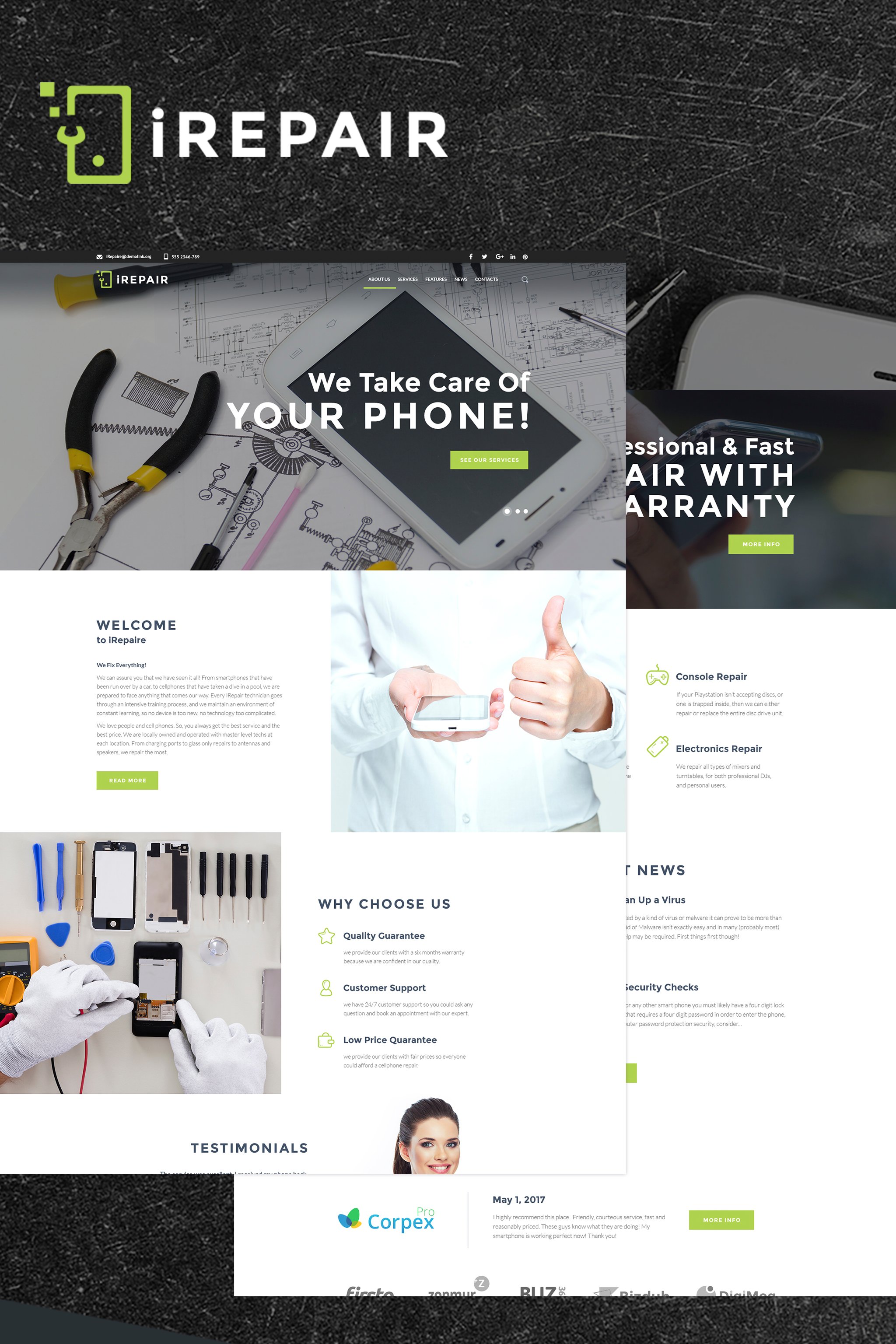 iRepair - Electronics Repair WordPress Theme WordPress Theme - screenshot