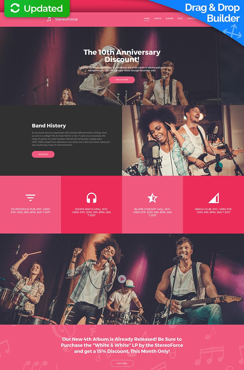 Plantilla Moto CMS 3 Responsive para Sitio de Grupos musicales #64974 - captura de pantalla