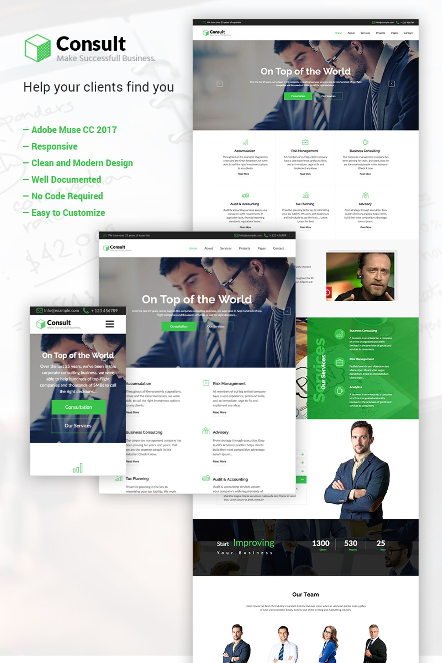 Reszponzív Consult - Business Consulting Adobe CC 2017 Muse sablon 64982