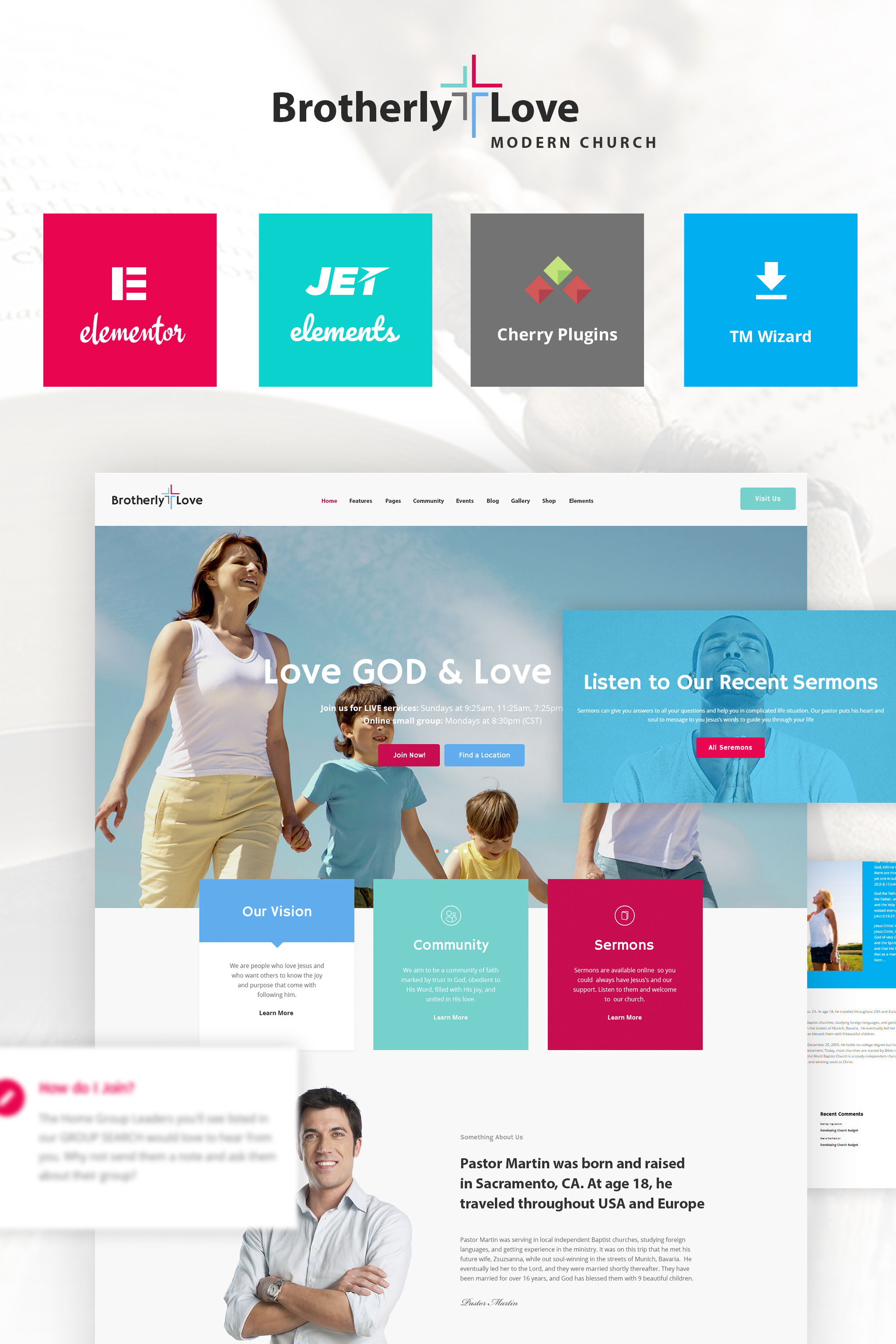 Tema De WordPress "BrotherlyLove - Modern Church WordPress theme" #64932