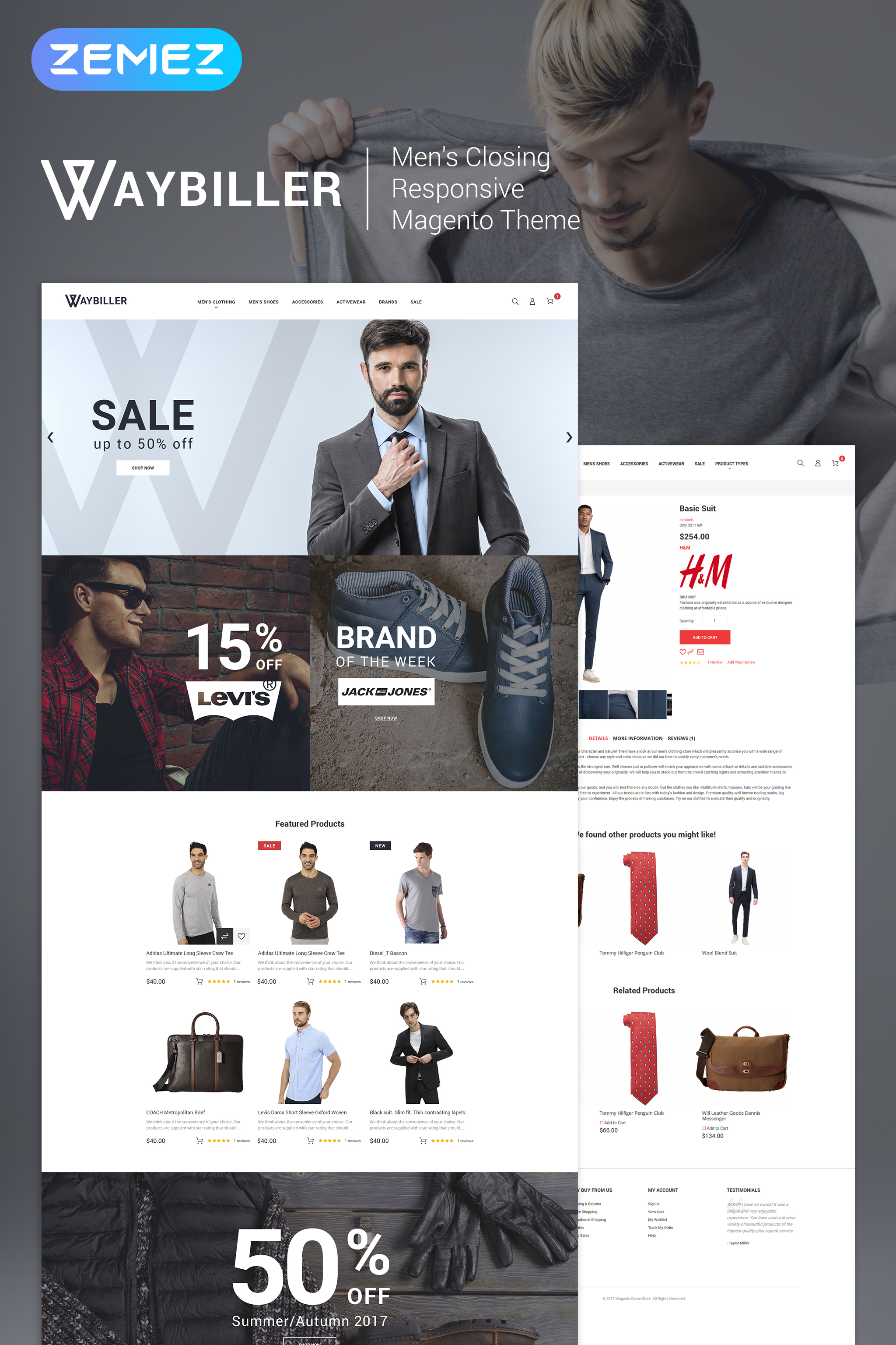 "Waybiller - Men's Closing" thème Magento adaptatif #64901