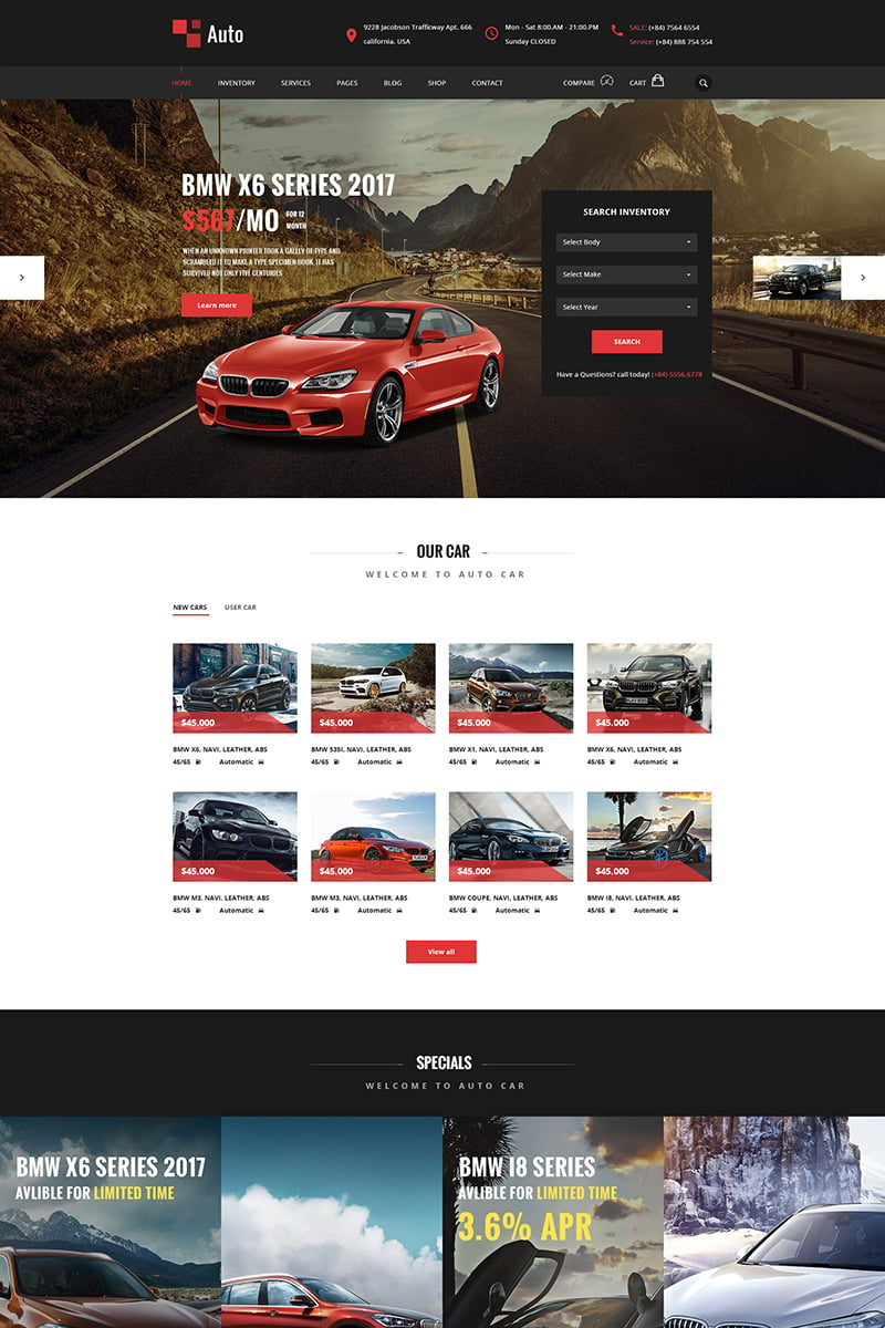 Download AUTO – Modern Car Rental Service PSD Template - PSD шаблон на тему  автодилер