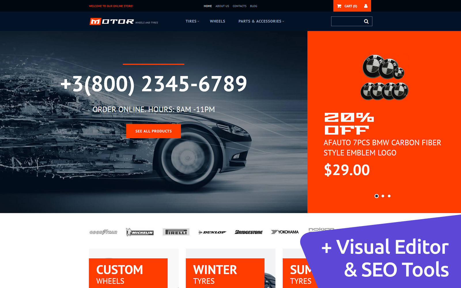 Motor Wheels & Tires MotoCMS Ecommerce Template