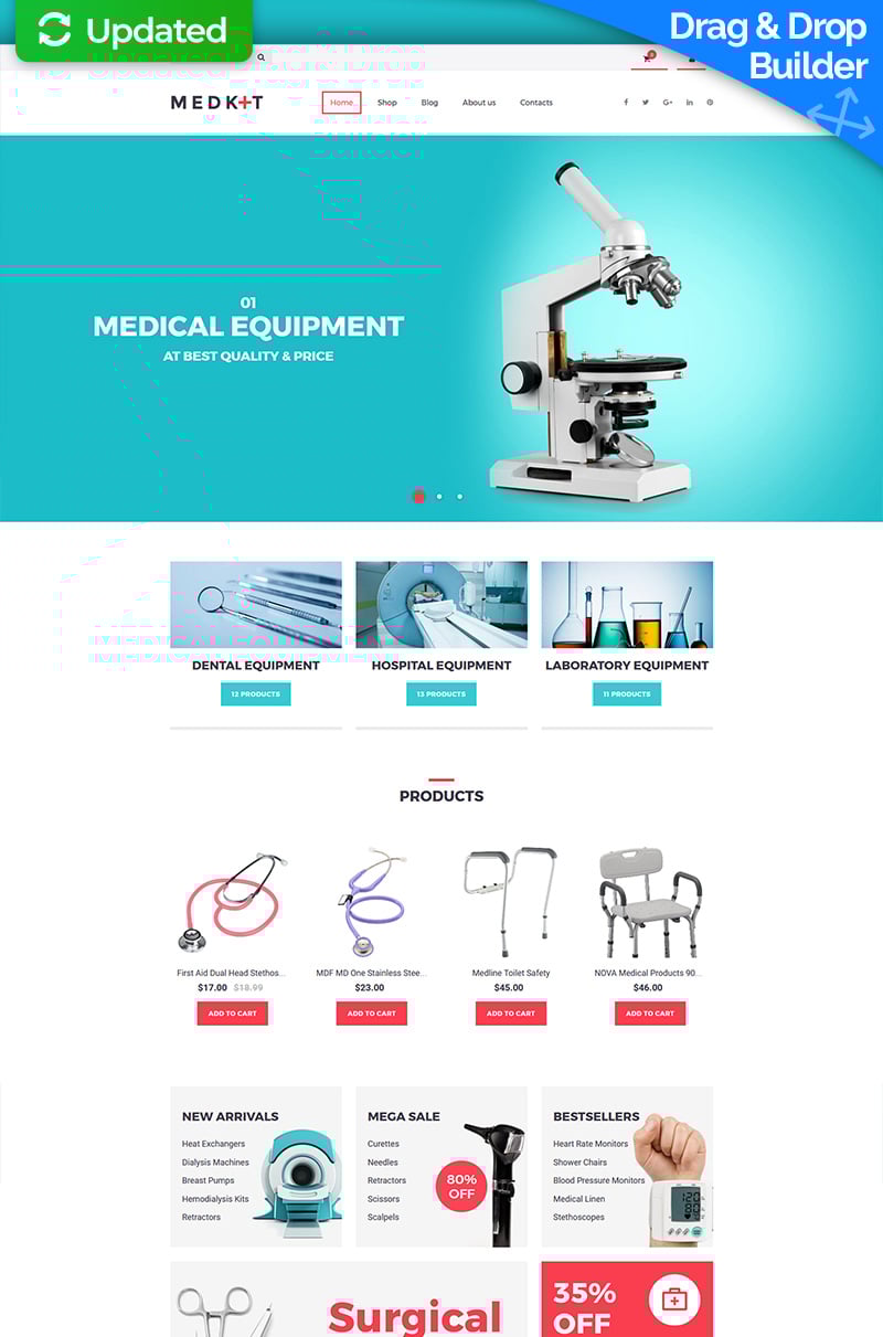 Plantilla MotoCMS Para Comercio Electrónico "Med Kit - Medical Equipment" #65053 - captura de pantalla