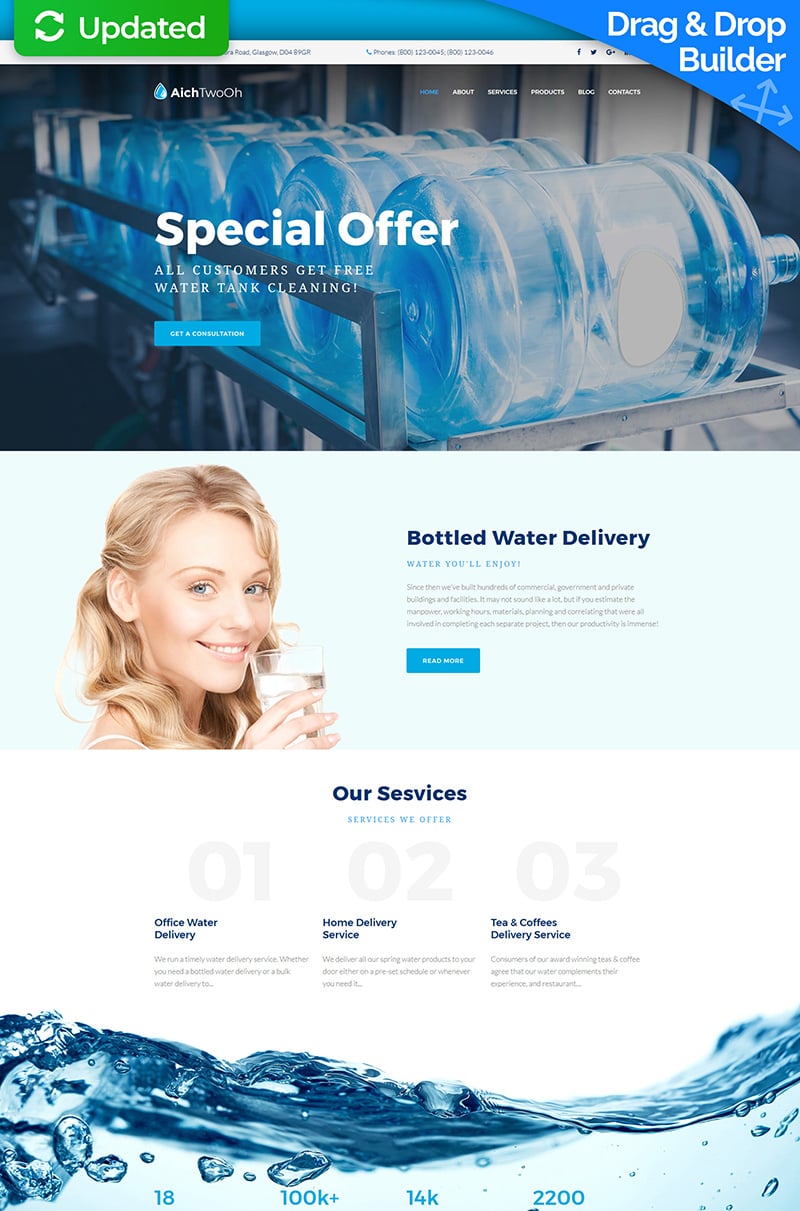 Water Delivery Service Moto CMS 3 Template New Screenshots BIG