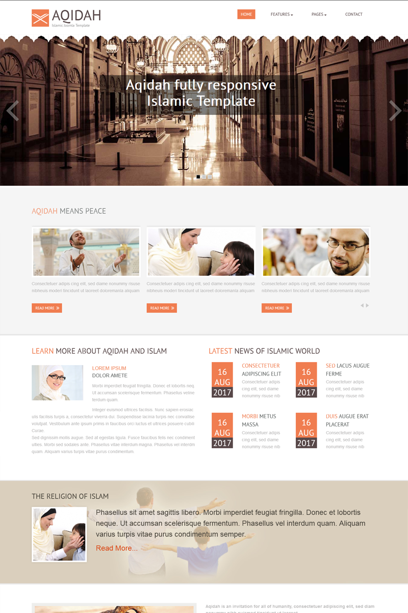 Aqidah Responsive Islamic Joomla 3 Template