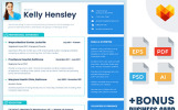 Kelly Hensley - Medical Resume Template For Nurses Premium Szablon resume Mały zrzut ekranu Kelly Hensley - szablon resume dla siostry medycznej
