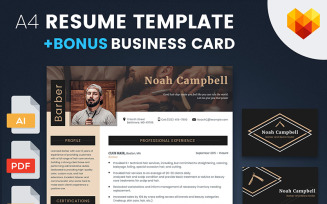 Noah Campbell - Barber, Haircut and Beard Stylist Resume Template