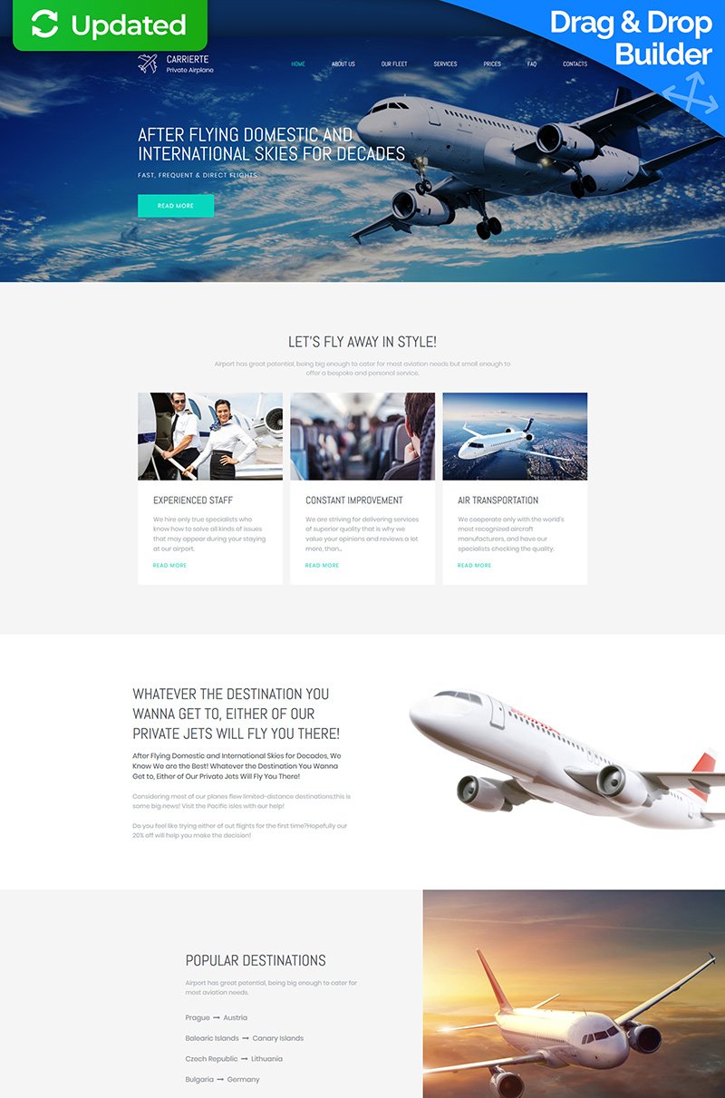 "Carrierte - Private Airline Premium" - адаптивний MotoCMS 3 шаблон №65306