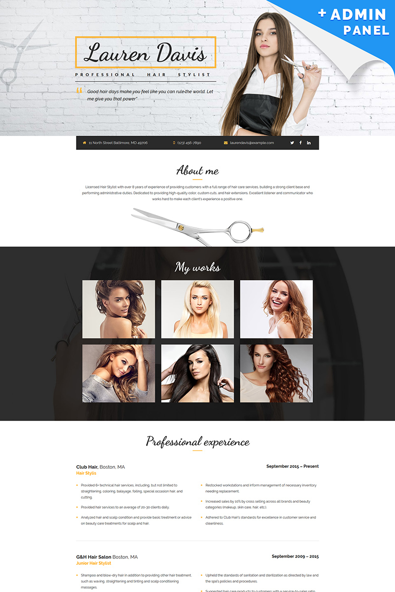 Hair Salon Responsive Landing Page Template 65372