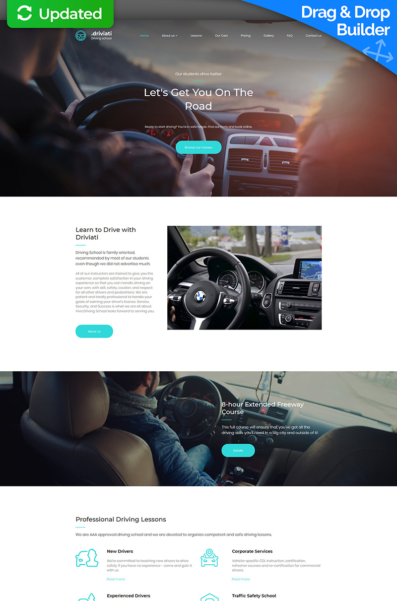 Responsivt Driving School Premium Moto CMS 3-mall #65300 - skärmbild