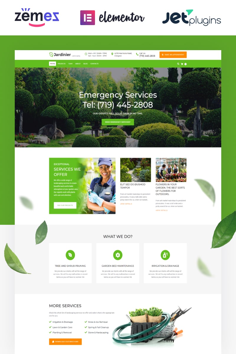Tema De WordPress "Jardinier - Tema WordPress para sitio de servicios de paisajismo" #65343