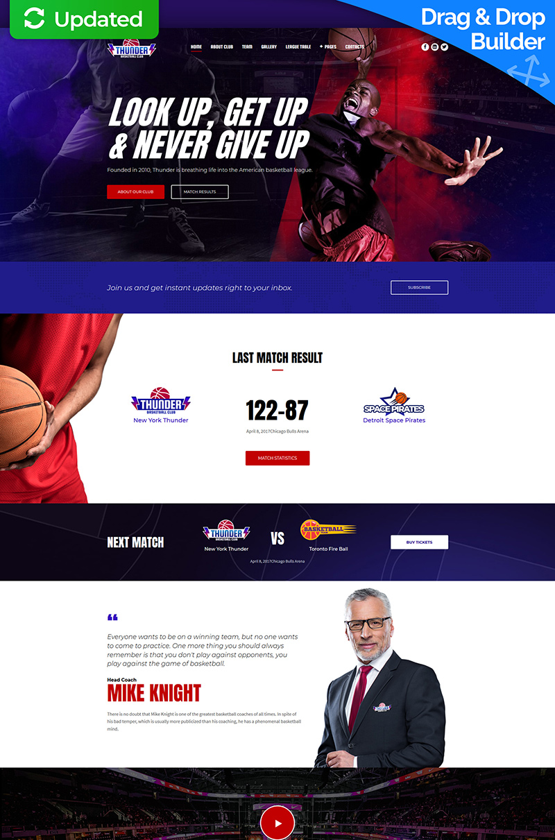 Thunder - Basketball Club Premium Moto CMS 3 Template