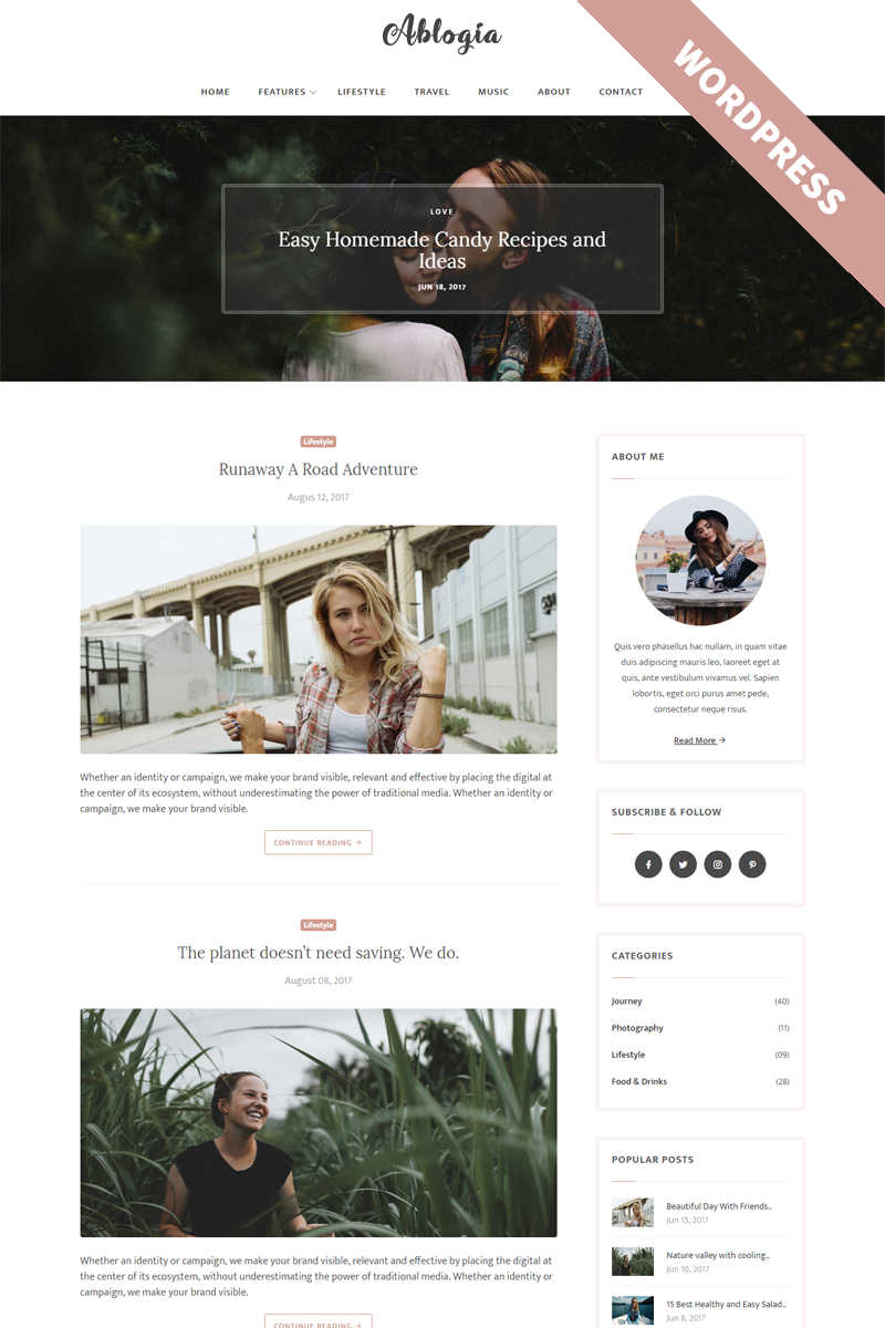 Ablogia - Personal Blog Tema WordPress №65466 - screenshot