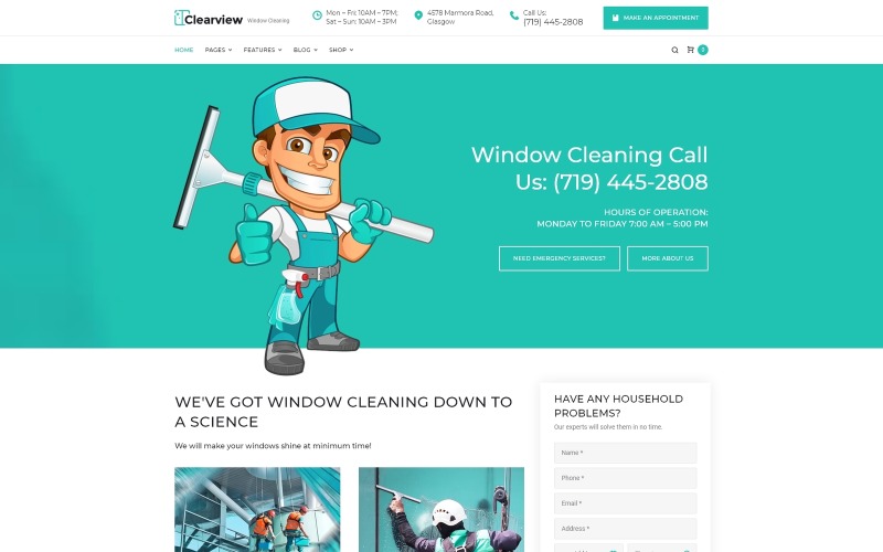 Clearview - Window Cleaning Services WordPress theme WordPress Theme