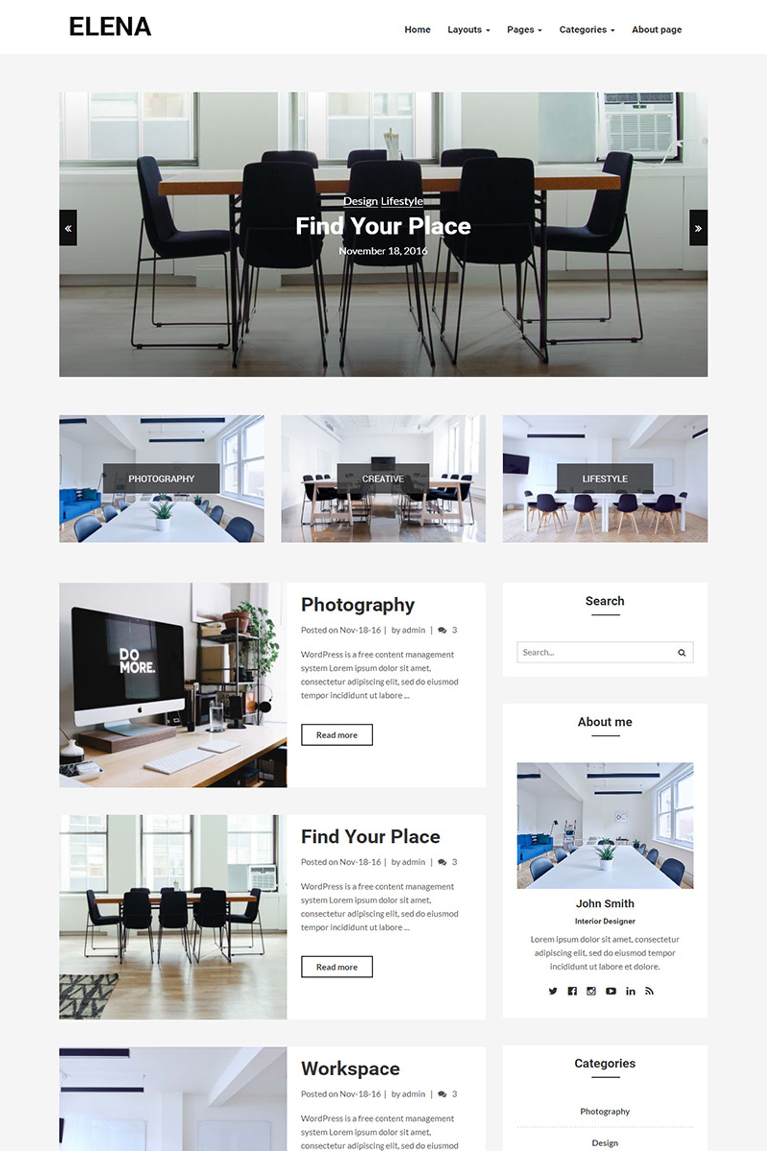 Elena - Responsive Blog №65421 - скриншот