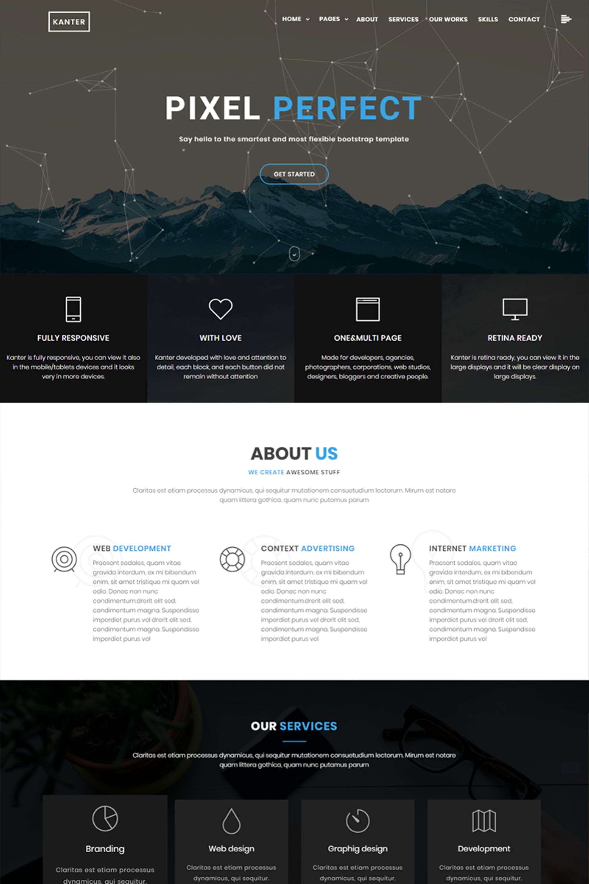 Modello Siti Web Responsive #65438 "Kanter - Creative Responsive Minimalistic HTML"