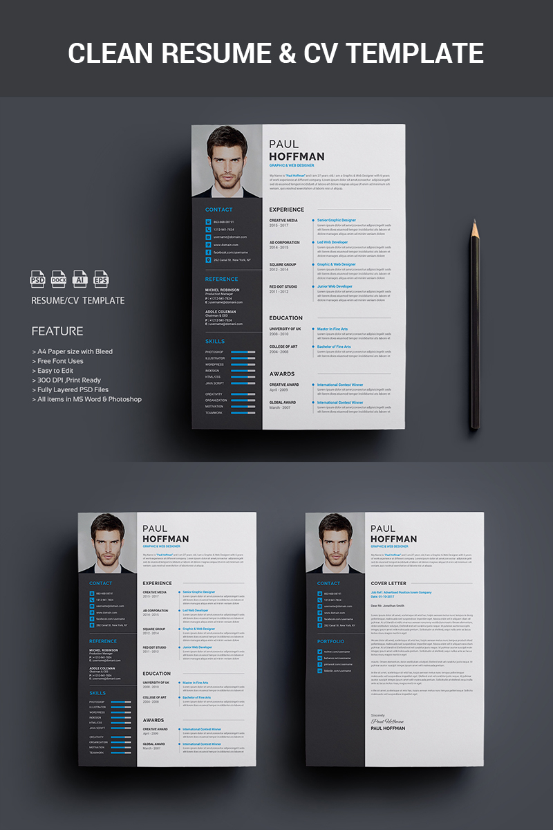 premium resume cv paul hoffman resume template 65458 resume cv template