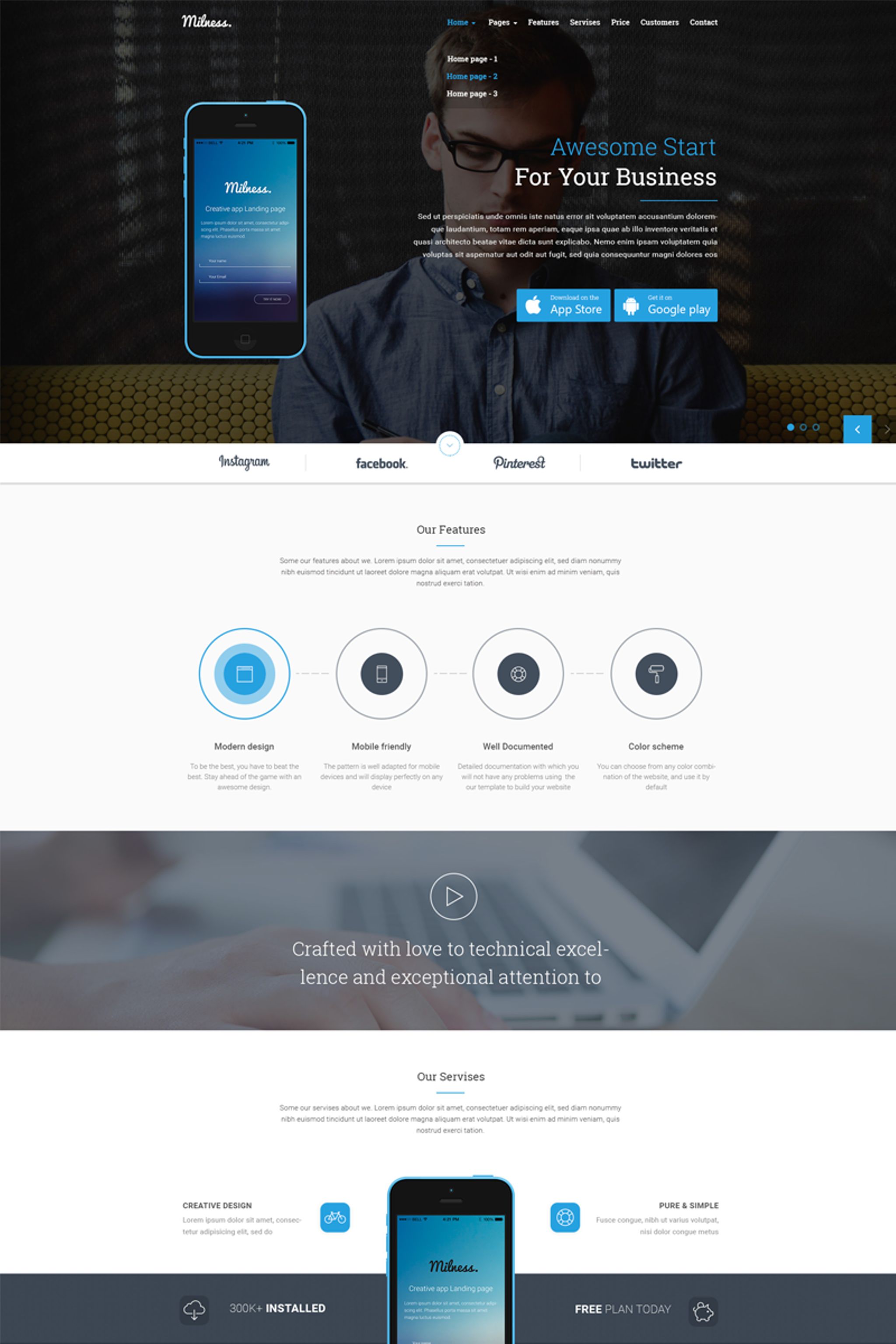 Responsive Milness - Showcase Mobile App Web Sitesi #65448 - Ekran resmi