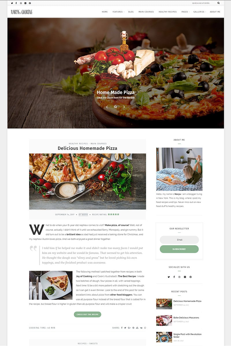Responsywny motyw WordPress Narya - Food Blog For Cooks #65471 - zrzut ekranu