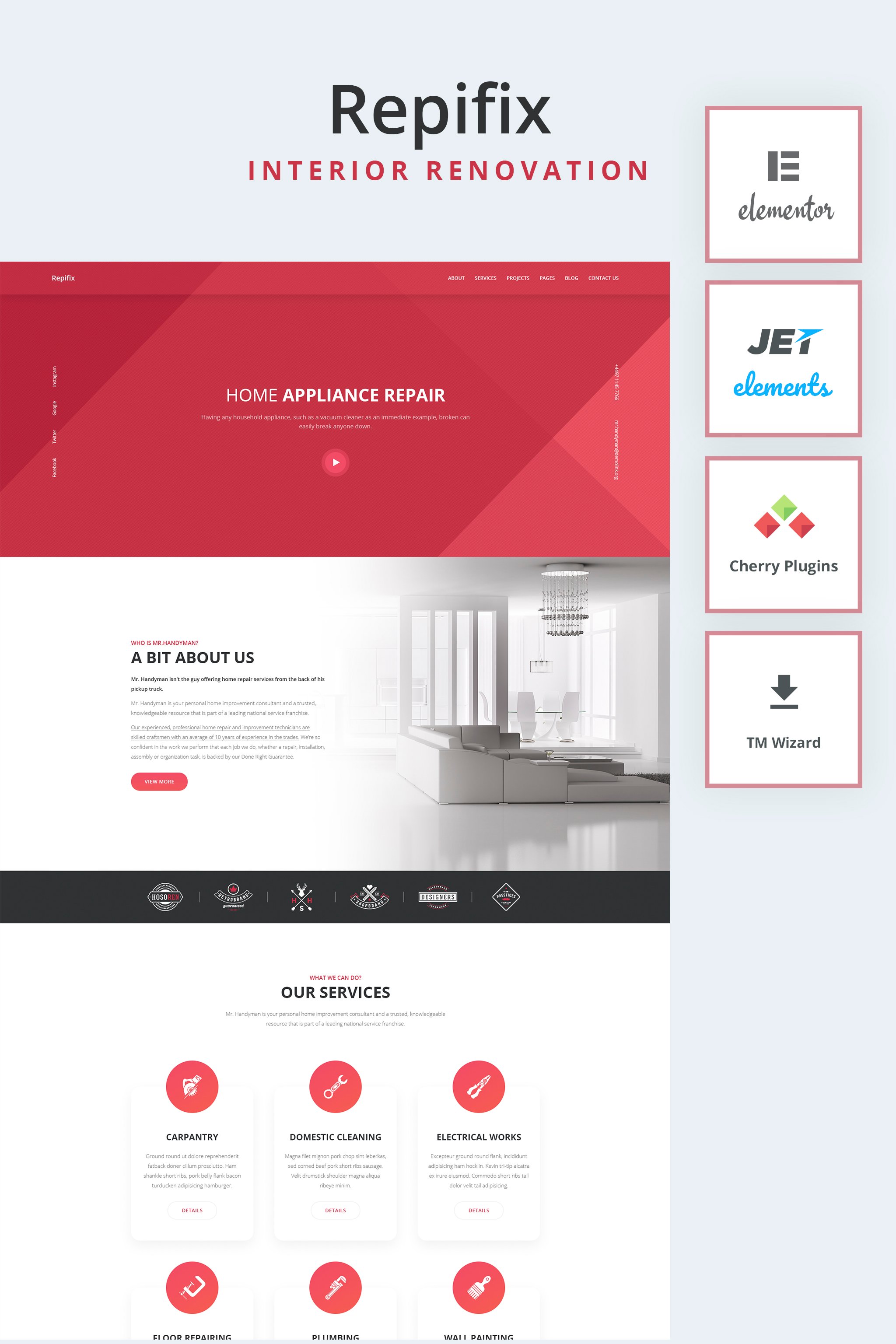 Tema De WordPress "Repfix - Interior Renovation WordPress Theme" #65431 - captura de pantalla