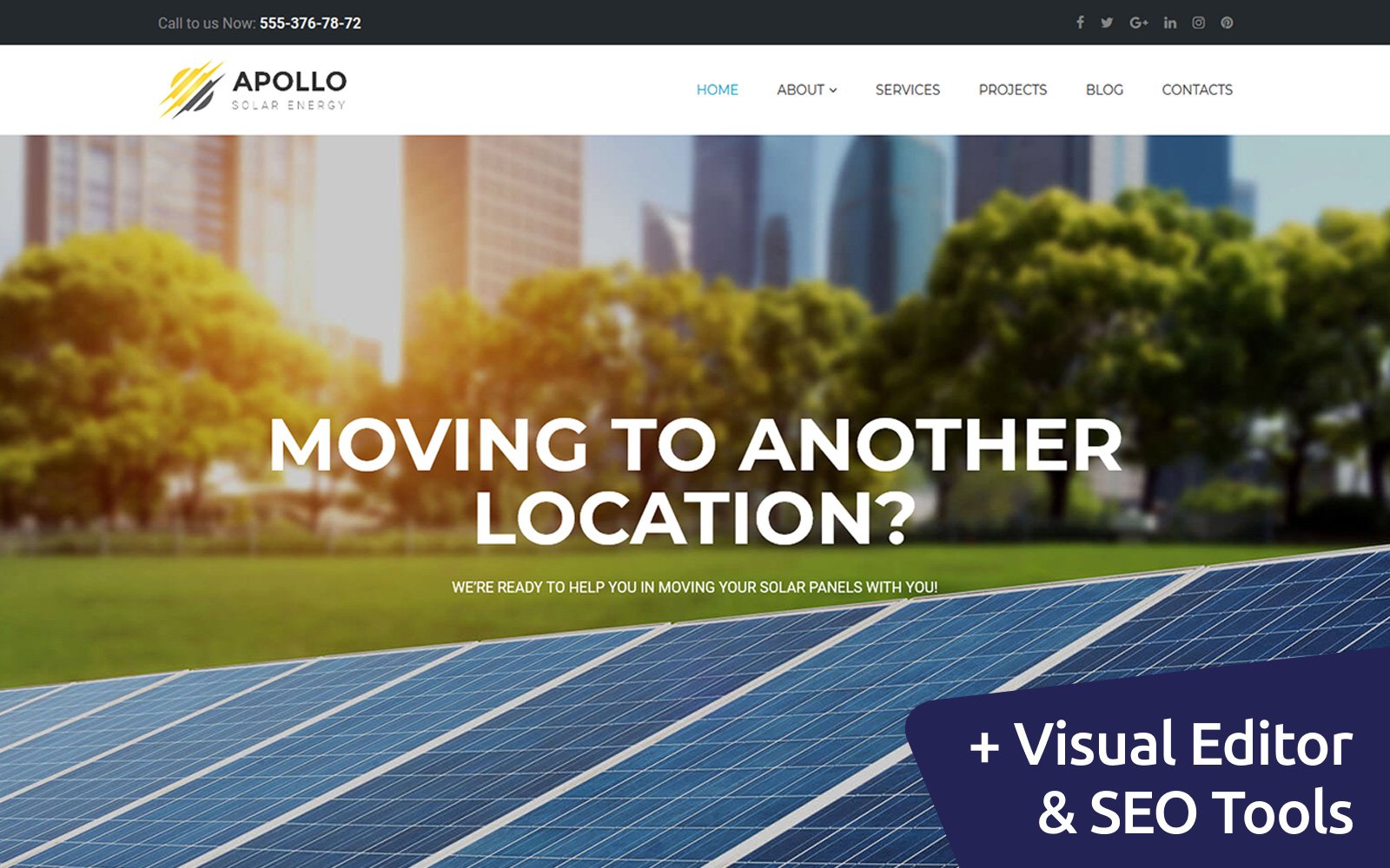 Moto CMS 3 Template namens "Apollo - Solar Energy" #65570