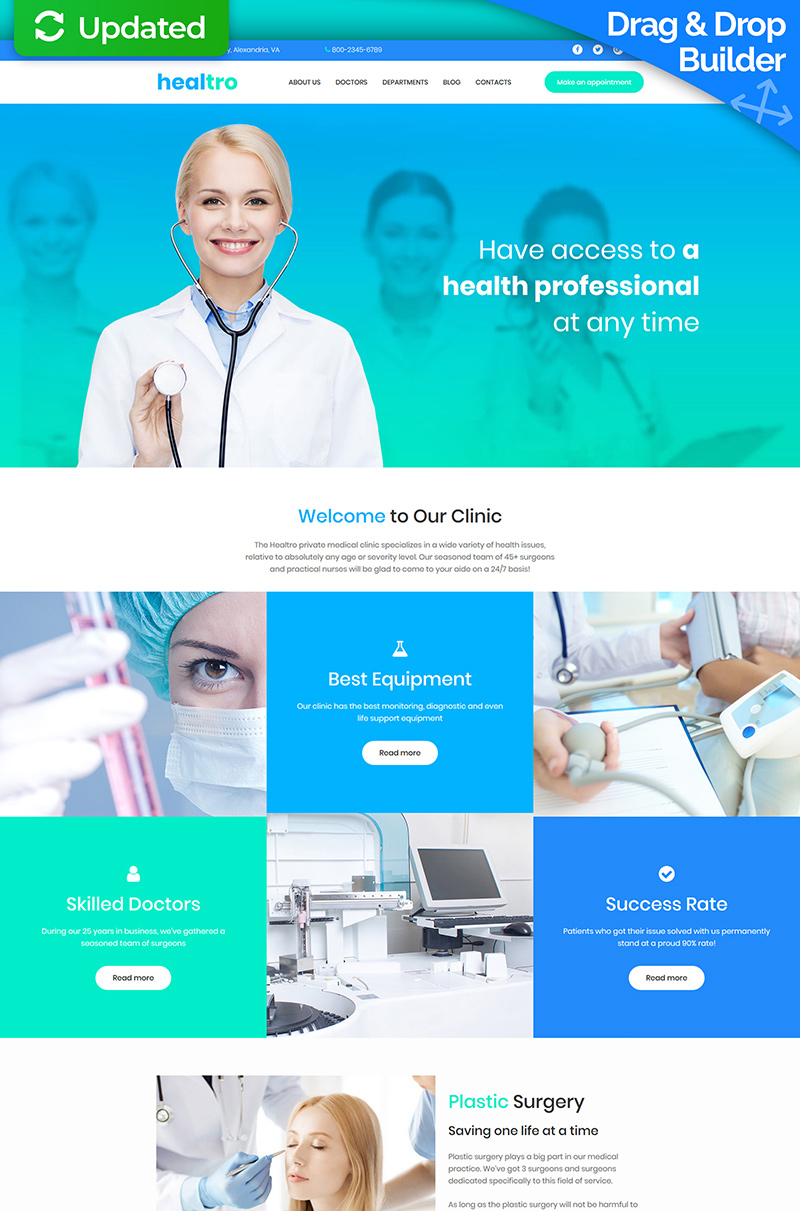 "Private Medical Clinic" 响应式Moto CMS 3 模板 #65566 - 截图