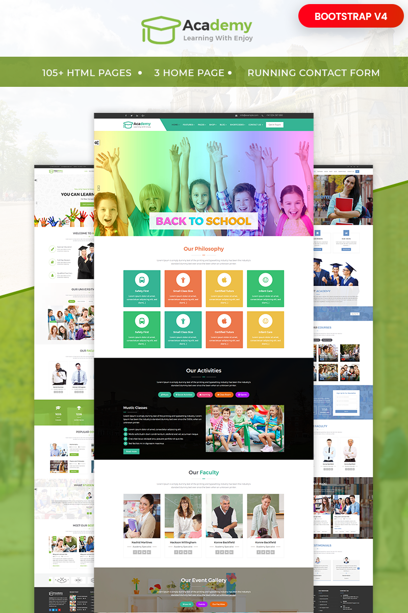 Template Siti Web Responsive #65554 "Academy - Education, Learning Courses & Institute"