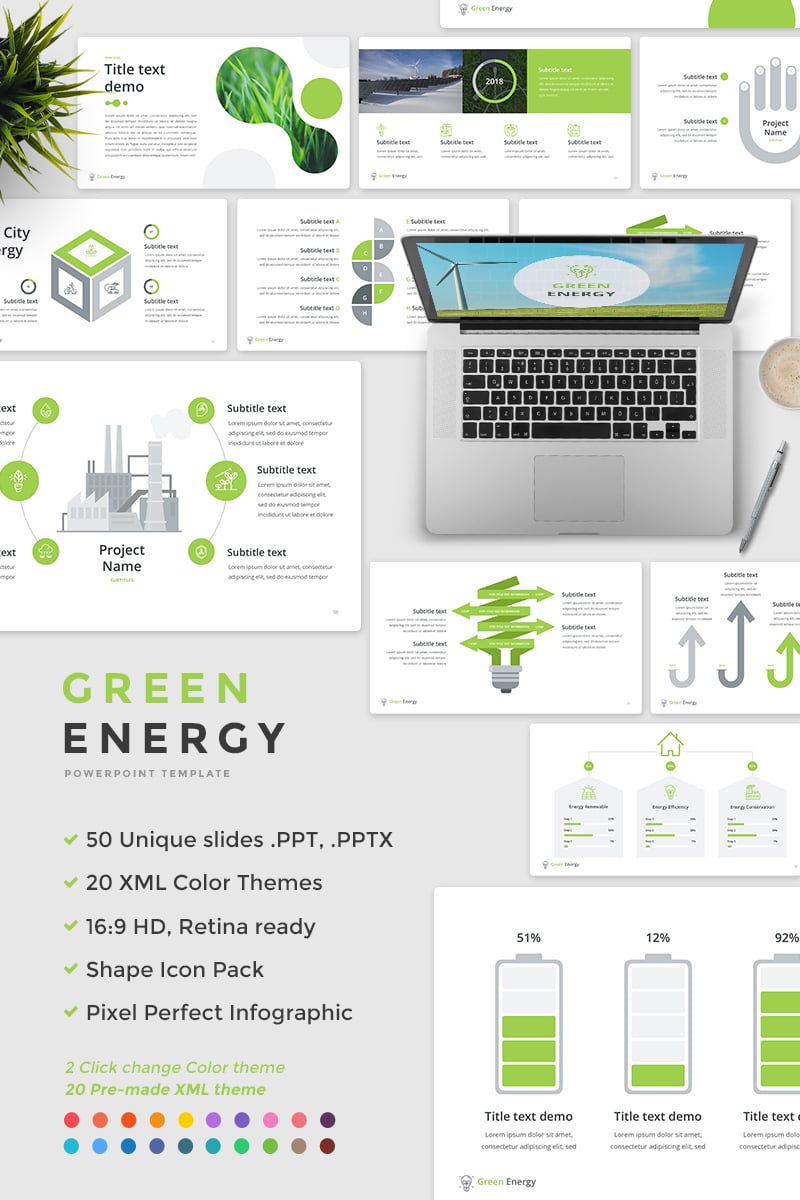 a profile business template PowerPoint   Template #65675 Energy Green