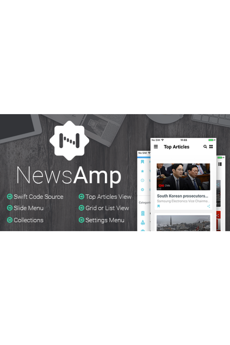 "NewsAmp - Swift News" - Шаблон для додатка №65694 - скріншот