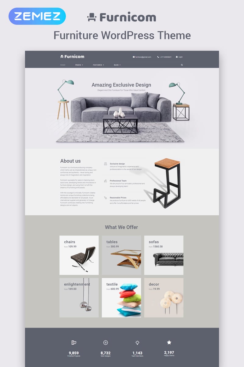 Reszponzív Furnicom - Furniture Store WordPress sablon 65625