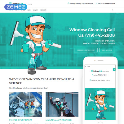 Joomla Vorlage namens "Pure Glass - Window Cleaning Services" #65777