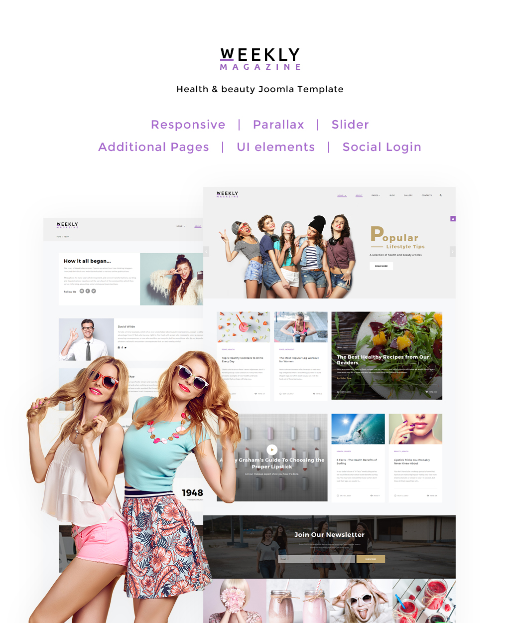 Joomla Vorlage namens "Weekly Magazine - Health & Beauty" #65713 - Screenshot