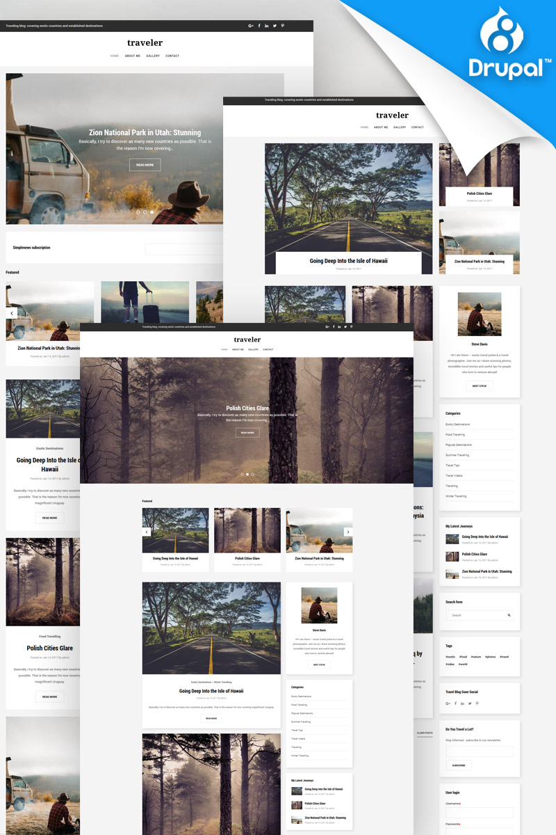 "Traveler - Travel Blog Premium" thème Drupal #65735