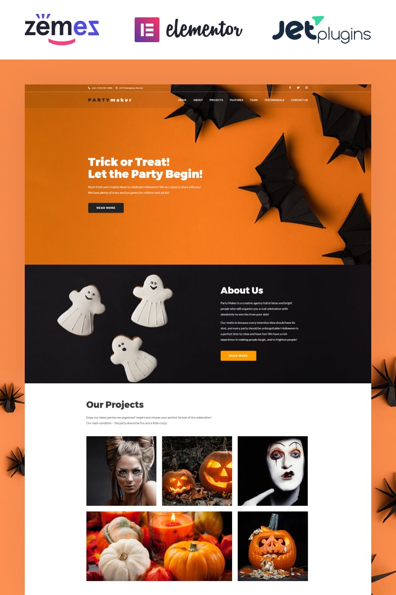 WordPress Theme namens "PartyMaker - Halloween Party" #65776