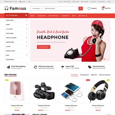 Famous - Electronics Store HTML5 Website Template