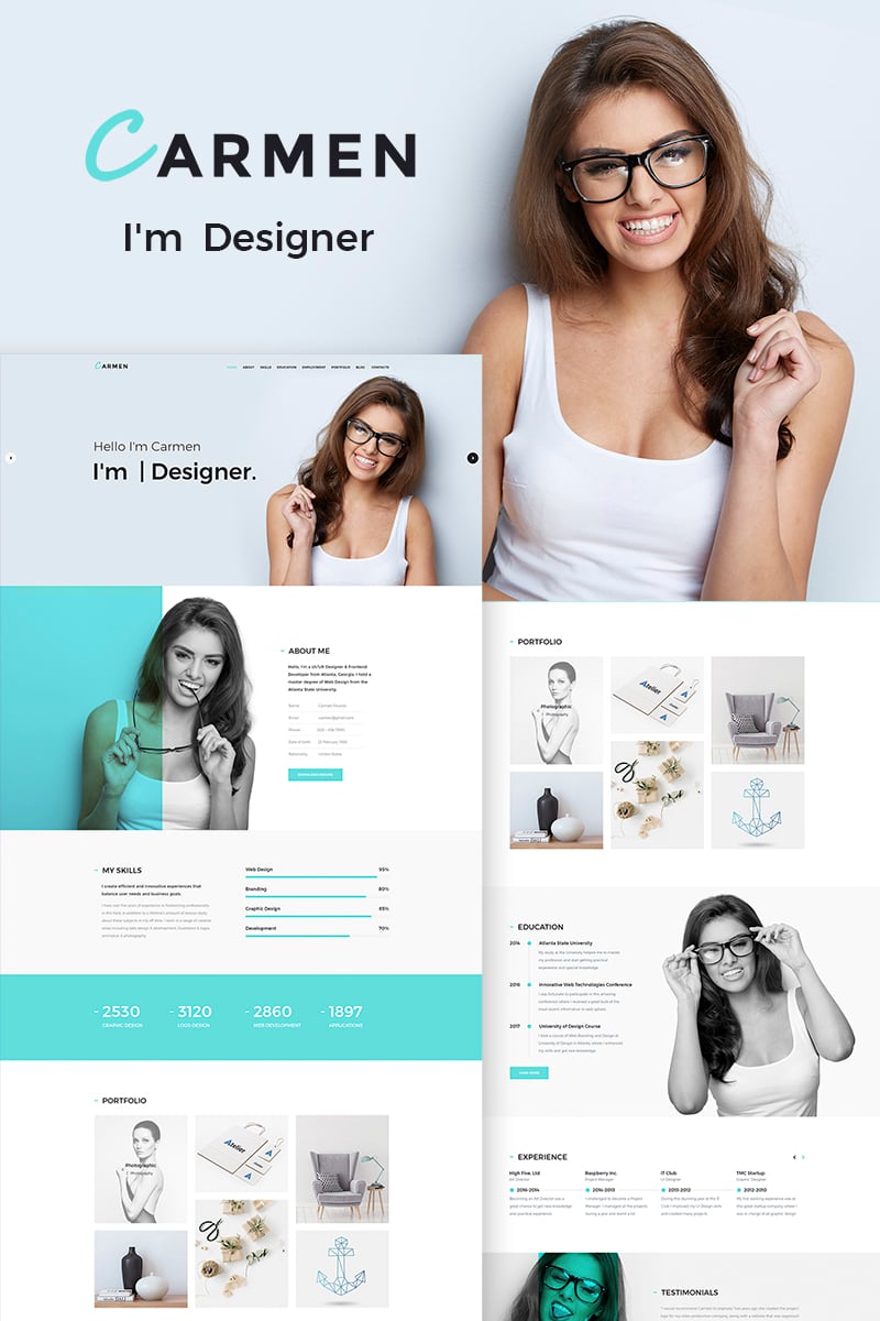 "Carmen Design Portfolio" Responsive WordPress thema №65886 - screenshot