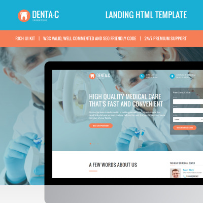 Tema di Landing Page Responsive #65802 per Un Sito di Odontoiatria #65802