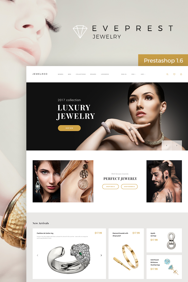 PrestaShop Theme namens "Eveprest - Jewelry" #65983