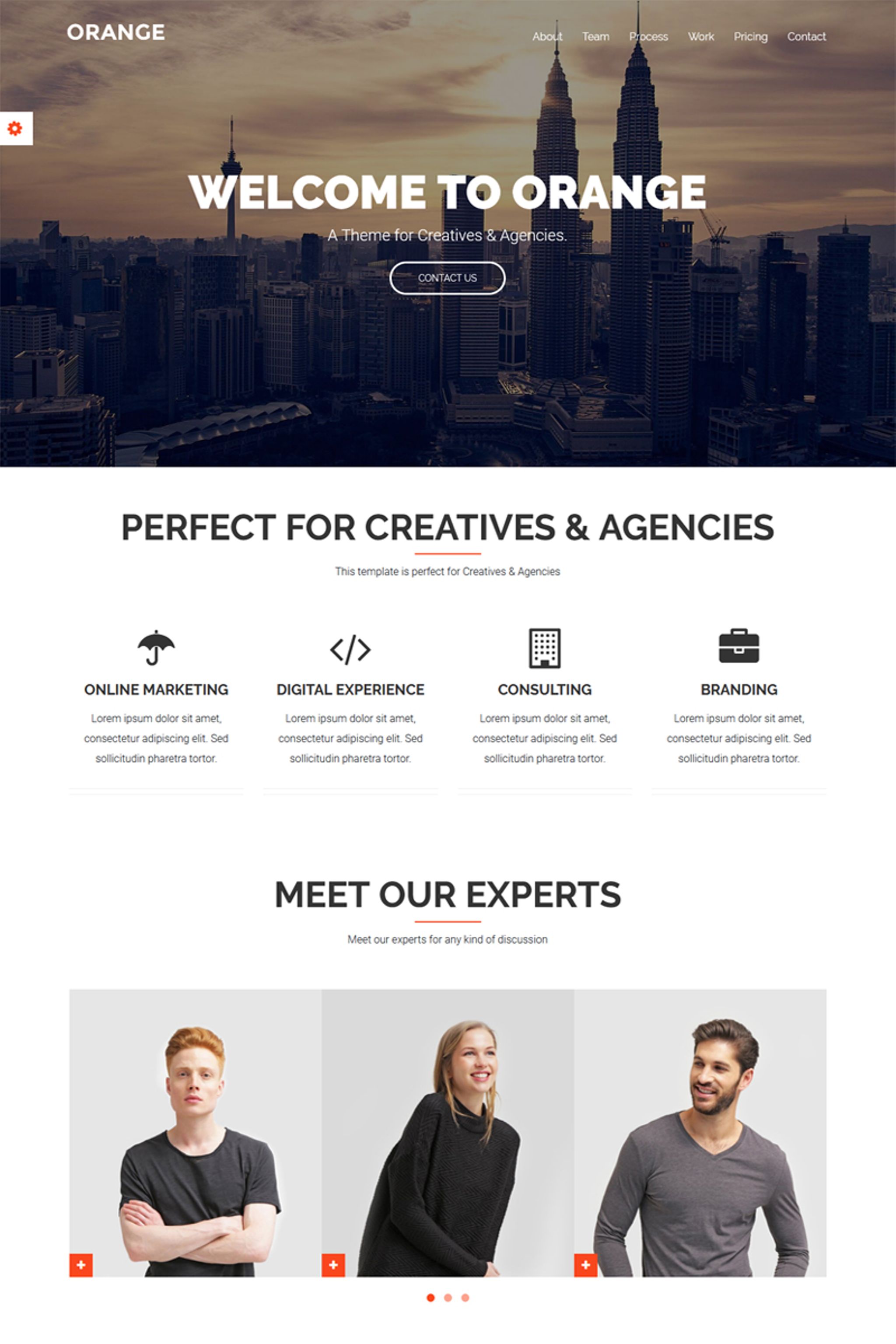 Reszponzív Orange - One Page Bootstrap Theme Weboldal sablon 65911