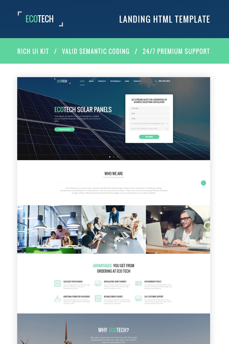 Ecotech - Solar Energy HTML5 Templates de Landing Page №66063 - captura de tela