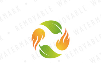 Flames and Leaves Cycle Logo Template