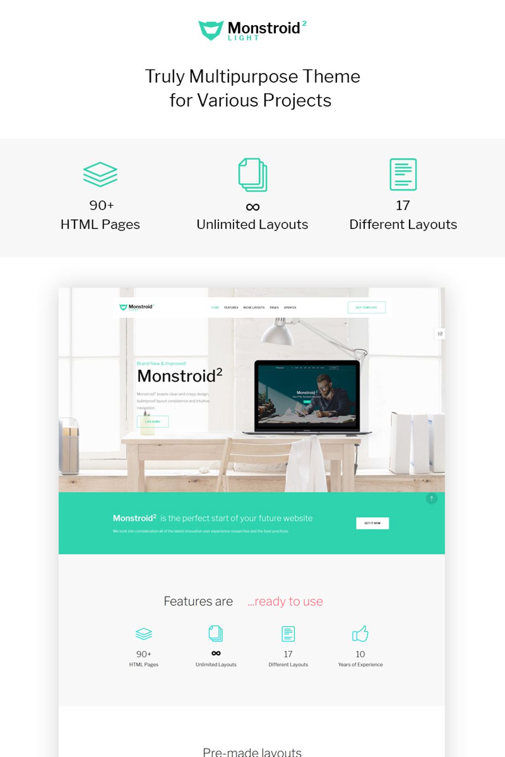 Monstroid2 Light — Пример легкого сайта html №66077
